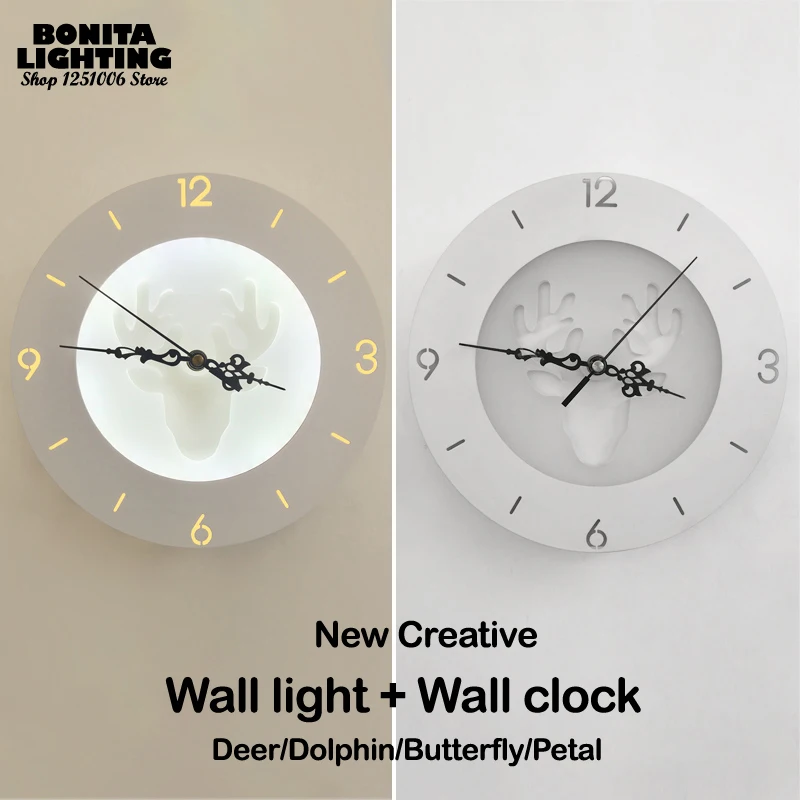 Прикроватный фон для телевизора настенный светильник часы Новая креативная