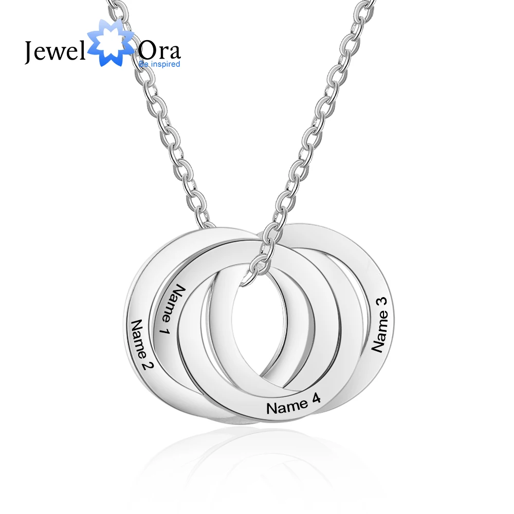 Персонализированные нержавеющей стали круг ожерелье с 4 именами индивидуальные