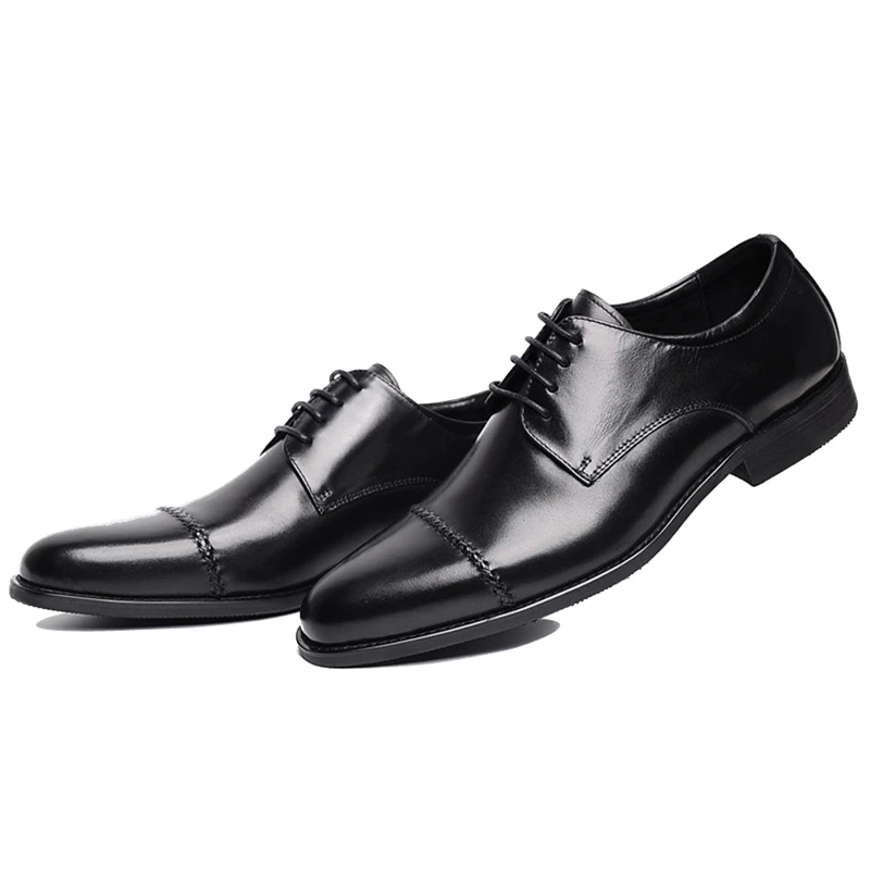 Мужские туфли-оксфорды из натуральной кожи с острым носком на шнуровке | Обувь