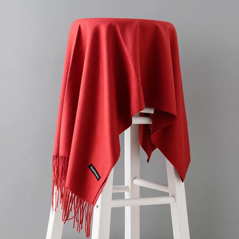 Женский однотонный кашемировый шарф толстые теплые зимние шарфы большой