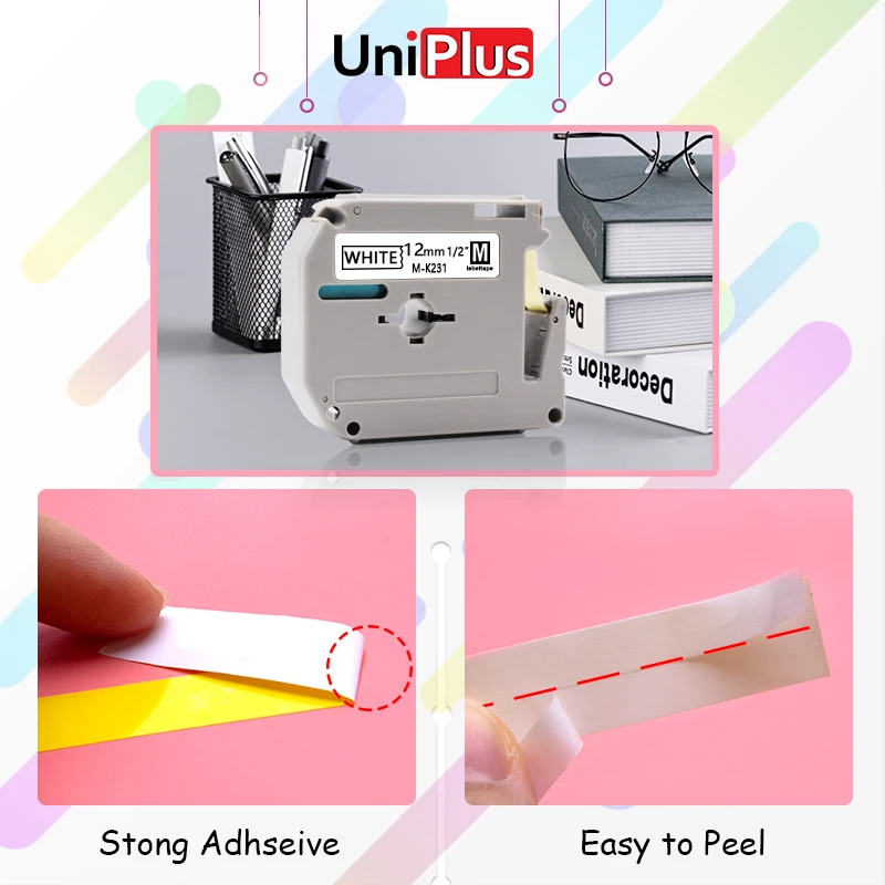UniPlus 9 мм черный на желтой этикетке ленты совместимые для Brother M-K621 MK621 Labelmaker