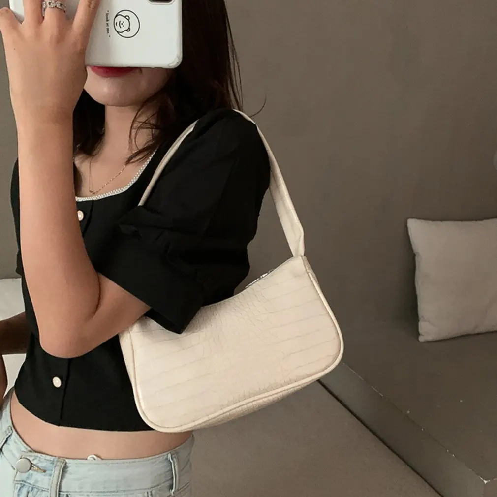 

New Bag For Women Vintage Crocodile Pattern Simple Shoulder Handbag Fashion Baguette Bag For Women Unique Design