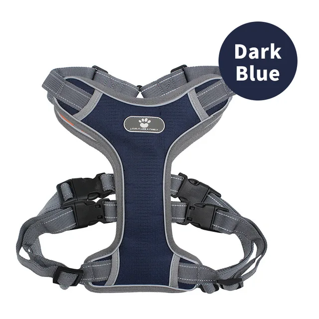 dark blue 852 Высококачественный ошейник собачий со светоотражателем жгут собак тренировочная безрукавка для домашних животных большие собаки регулируемый поводок для выгула обслуживание собаки мягкий ошейник - Цвет: dark blue 852
