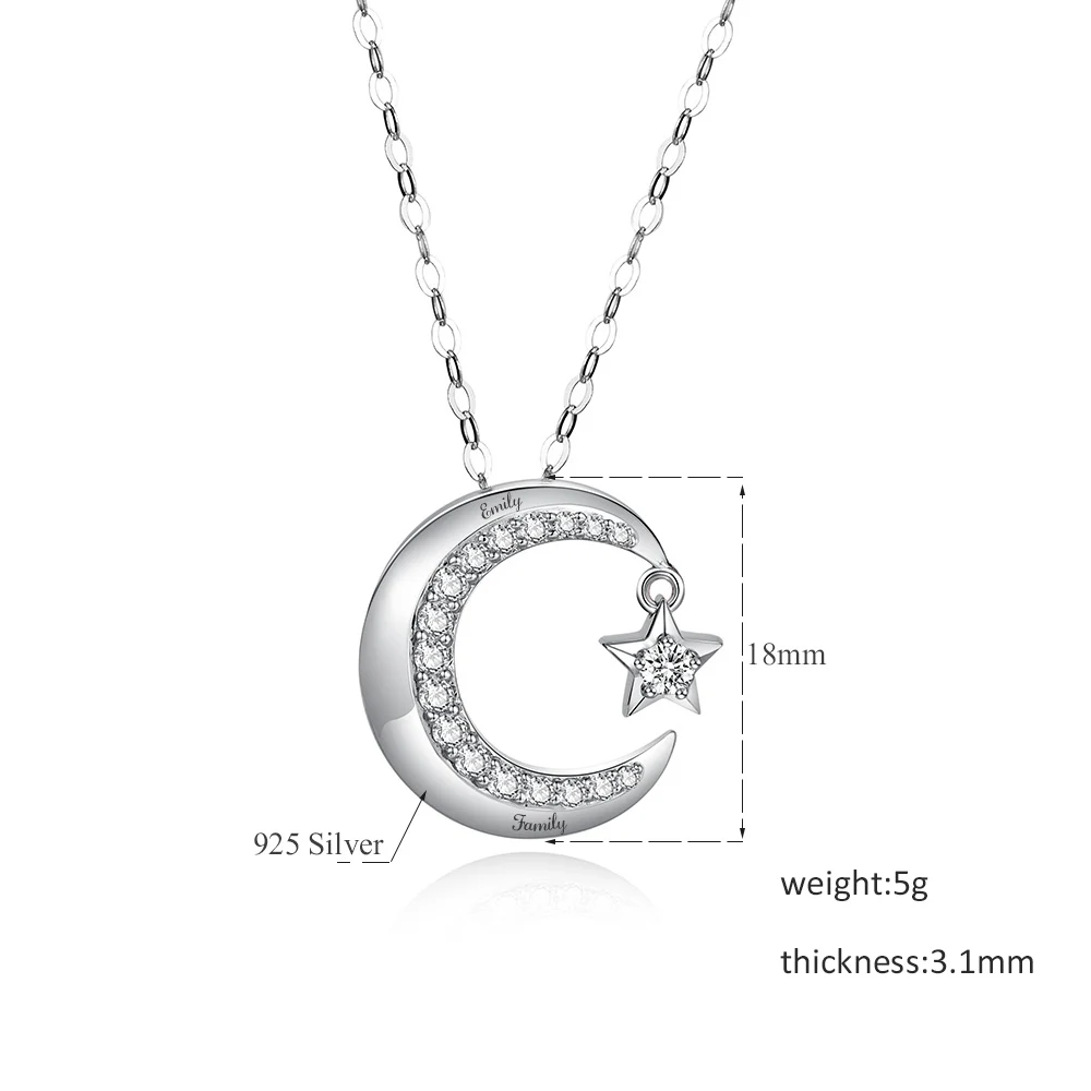 Женское ожерелье из серебра 925 пробы с подвеской в виде Луны и звезды|Индивидуальные Подвески| |