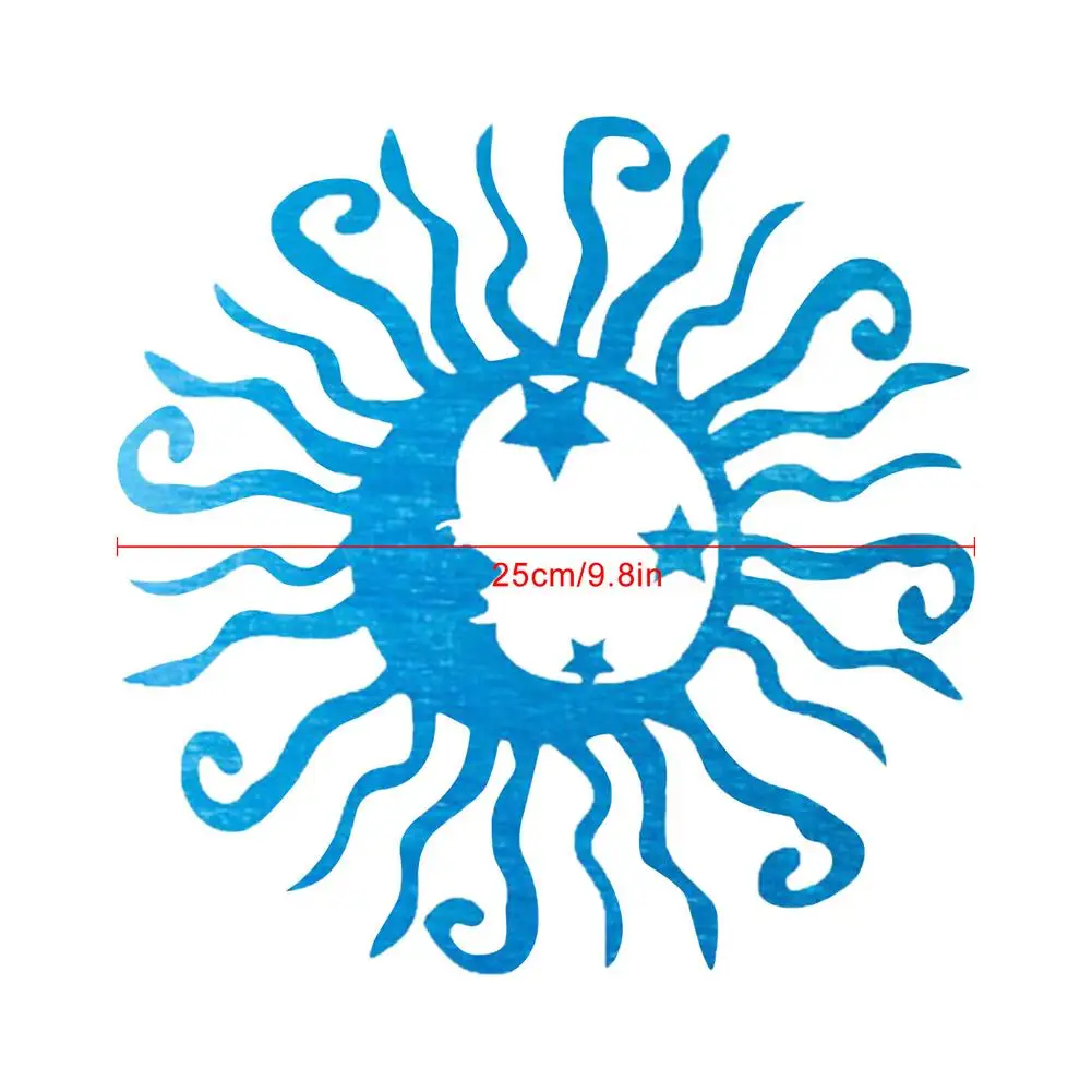 

9.8 Inch Indoor Outdoor Moon Star Wrought Iron Wall Decor Hanging Indoor Outdoor Artistic Works Pendant Yard Iron Art Round