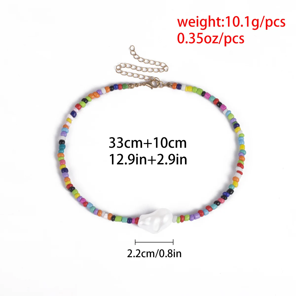 

Beaded Choker Baroque Pearl Necklace for Women Seed Beads Strand Necklaces Pearls Boho Short String Chokers Beach Trendy Jewelry