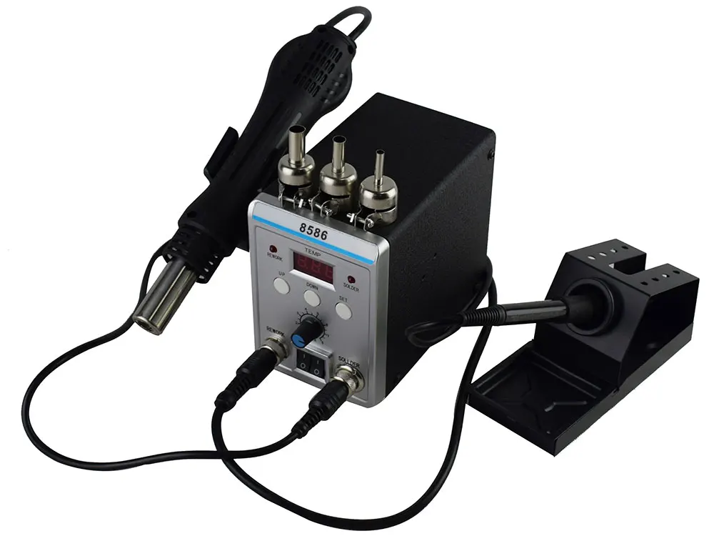 Высокое качество 750 Вт 2 в 1 SMD паяльная станция Eruntop 8586 фена+ паяльник
