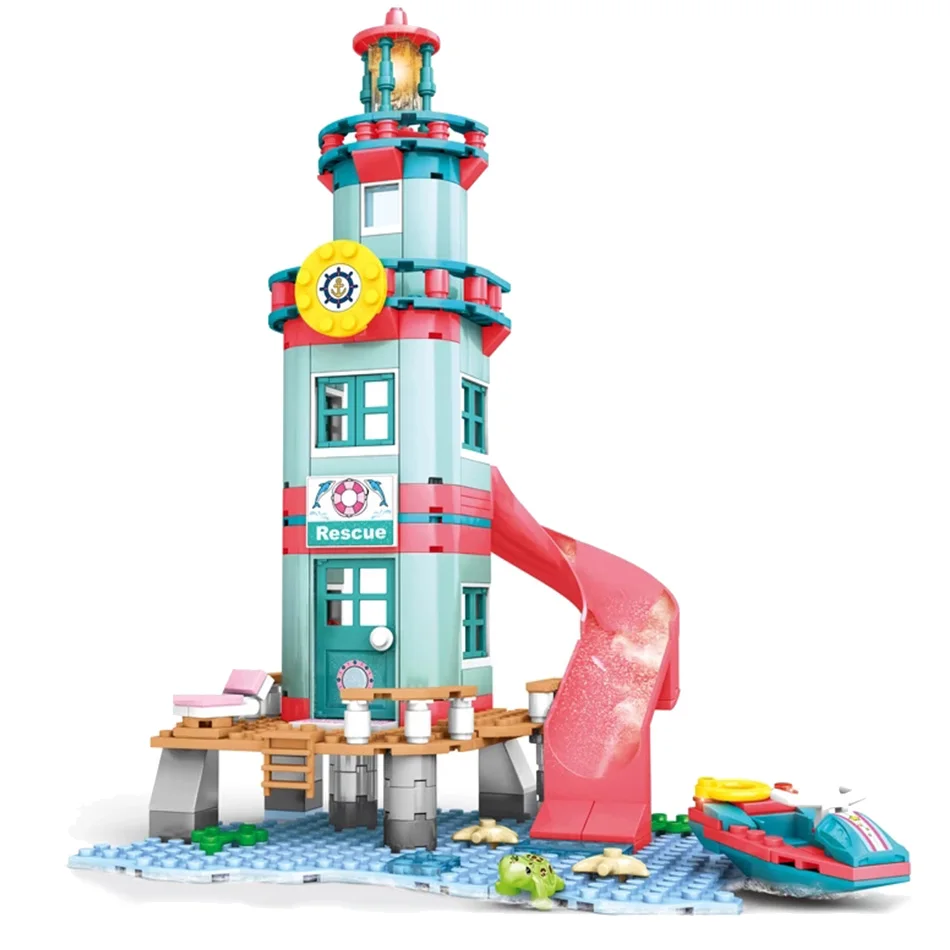 282 шт. летнее пляжное аварийно спасательных Lightinghouse хижина строительные блоки