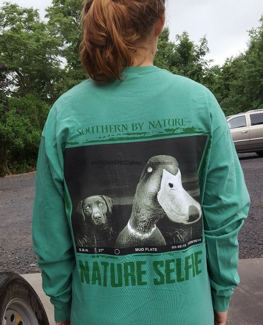 Южная от природы утка селфи LS Футболка мужская трава средний с бирками Новинка -