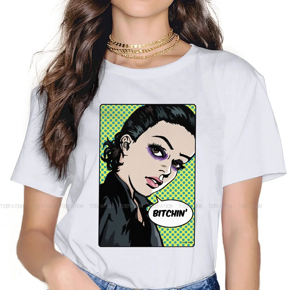 

Женская футболка с принтом поп-арт-комиксов, 5XL