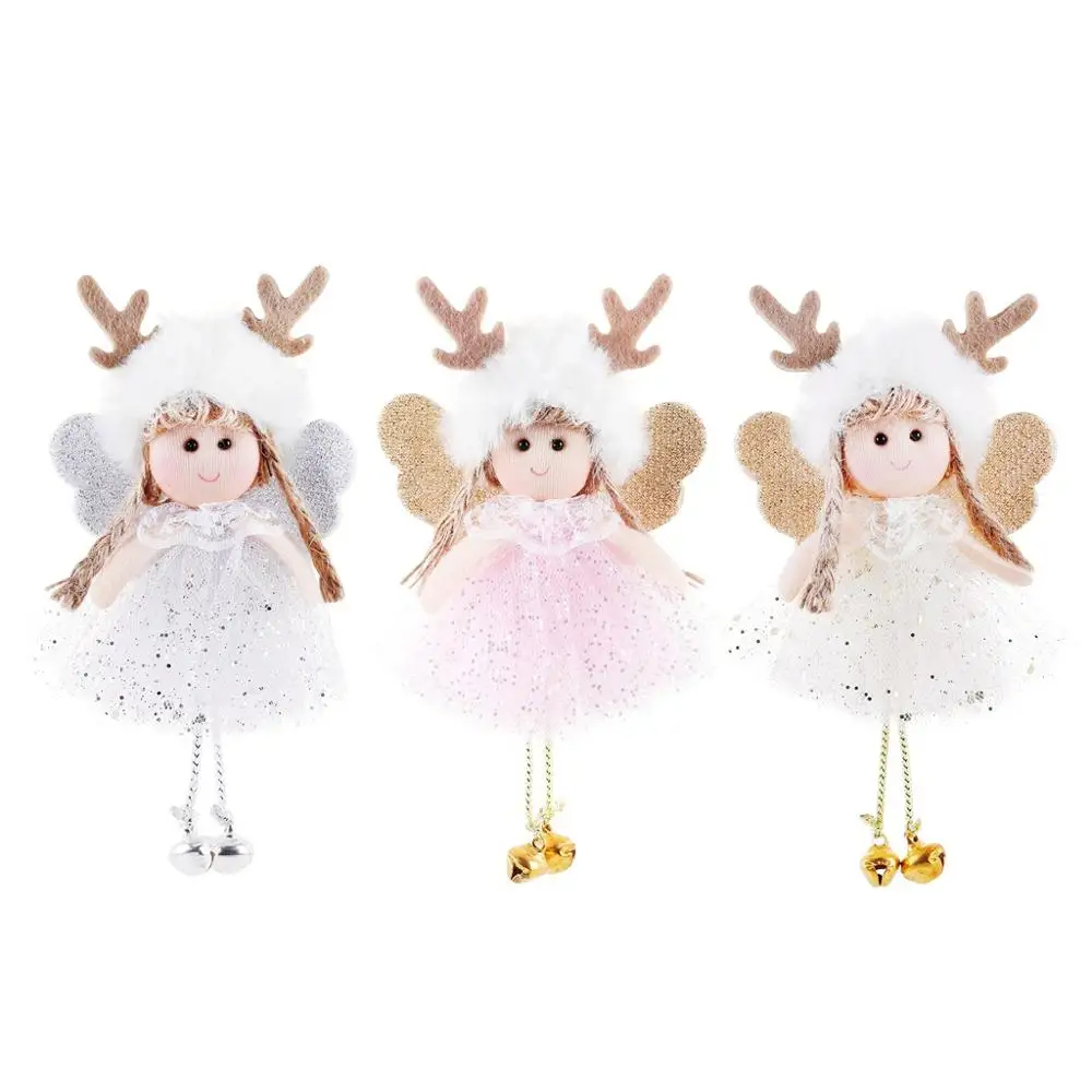 3PCS Christmas Tree Ornaments Angel Fluffy Cristmass Decoration Navidad 2020 Xmas Decor Happy New Year Girl Gifts Cute |