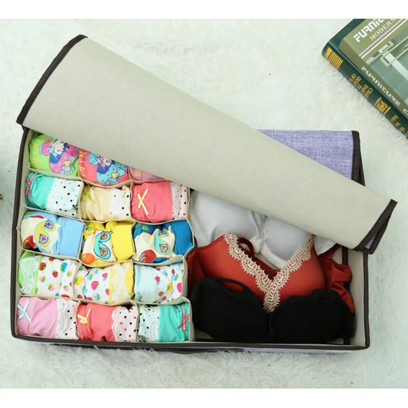

Household Cotton Linen Underwear Storage Box Foldable Socks Organizer With Lid closet organizer storage drawers desk organizer