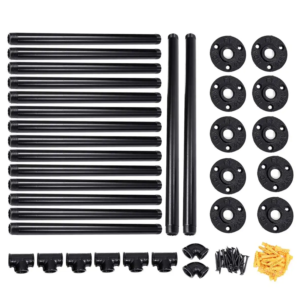 

2pcs 4 layer DIY Industrial Retro Style Bookshelf Wall Ceiling Mounted Storage Shelves Bracket Iron Pipe Shelf Black Home Decor