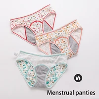 2 pcs menstrual panties womens cotton briefs three layers of leak proof girls physiological pants student mid waist panties