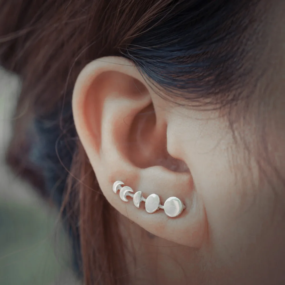 

New Sell Ear Climbers/ Ear Crawlers Gold Color Phases Of The Moon 23mm( 7/8") x 7mm( 2/8"), Post/ Wire Size: (21 gauge), 1 Pair