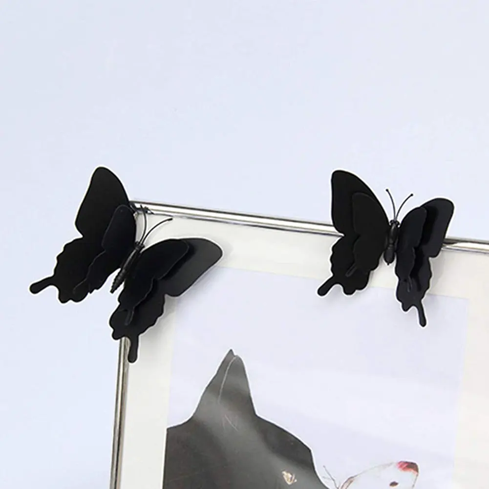 

12PCS 3D Wall Sticker Black Butterfly Wall Art Decals DIY Removable PVC Wallpaper Decorative Murals For Living Room Bedroom
