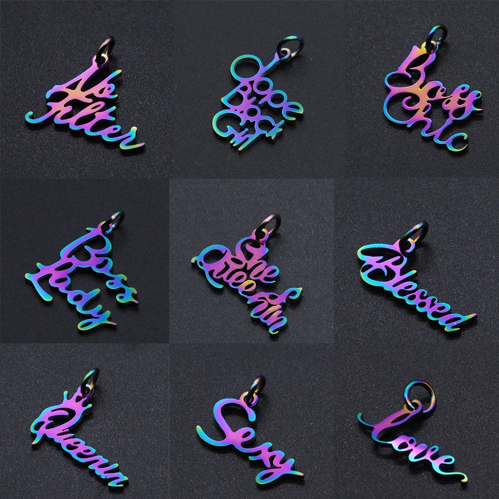 10 шт./лот подвески из нержавеющей стали радужного цвета Верьте в любовь и слово