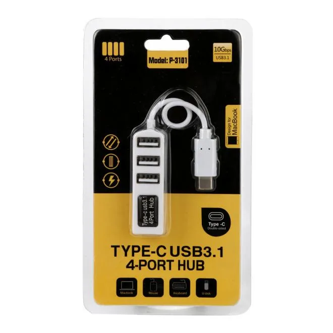 USB 3.0 Hub Portable Micro Type-C 4-Port Adapter High Speed 10Gbps Support Laptop PC Tablet Devices | Компьютеры и офис