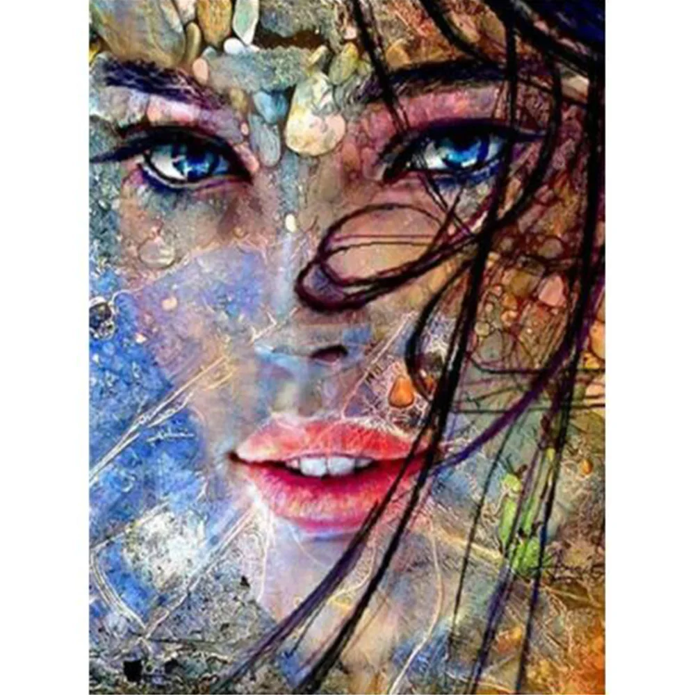 

5D DIY Diamond Painting Embroidery Cross Stitch Kit Plant Women Face of Rhinestones Handmade Mosaic Home Decor Gift