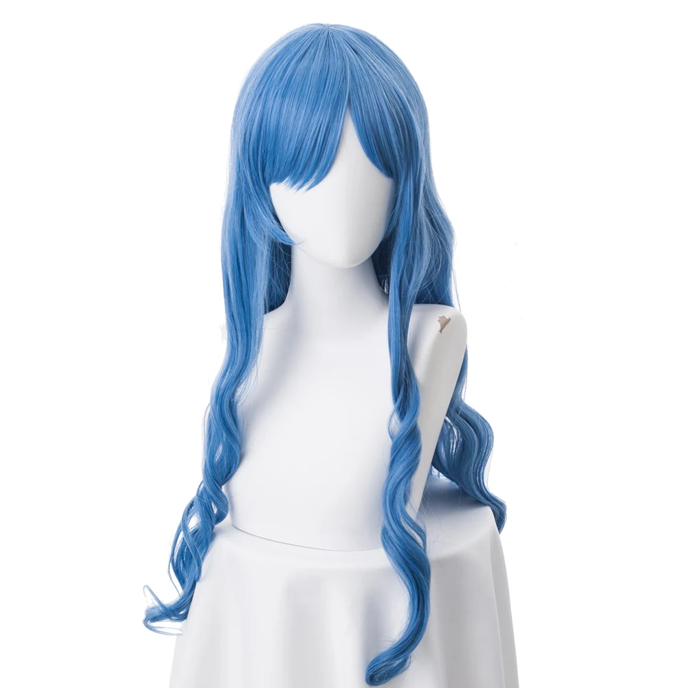 80 см синий смешанный волнистый синтетический парик с длинными волосами Himouto!