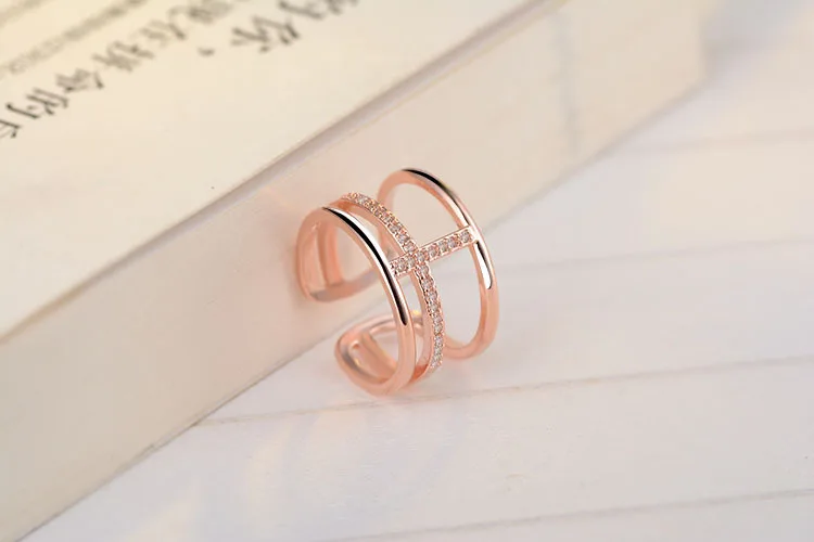 Новое модное многослойное микро CZ циркониевое перекрестное кольцо для женщин