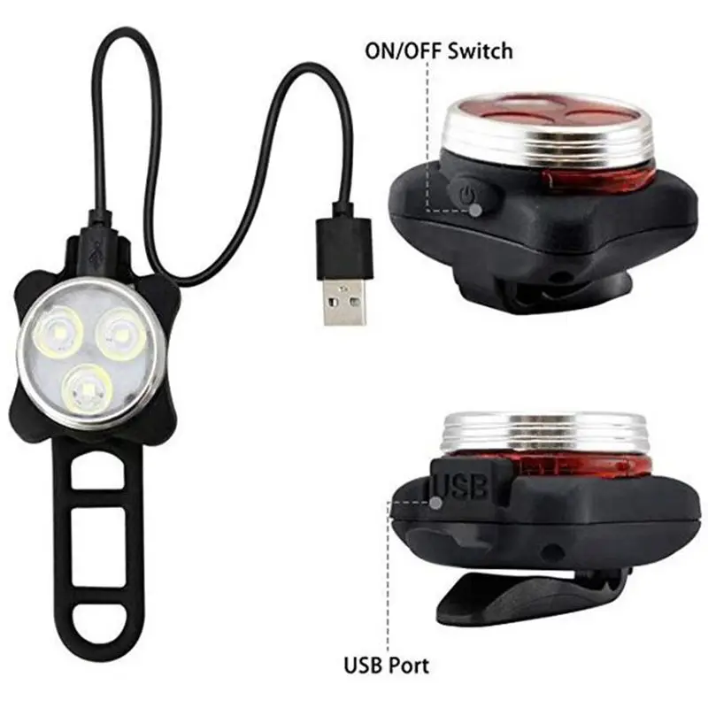 Горячий USB зарядка велосипедный задний светильник светодиодный передний MTB
