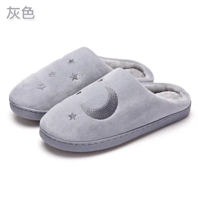 

2019 Couple Cotton Slippers Female Winter Home Indoor Warm Antiskid Moon Shoes Lovely Home Plush Male Home