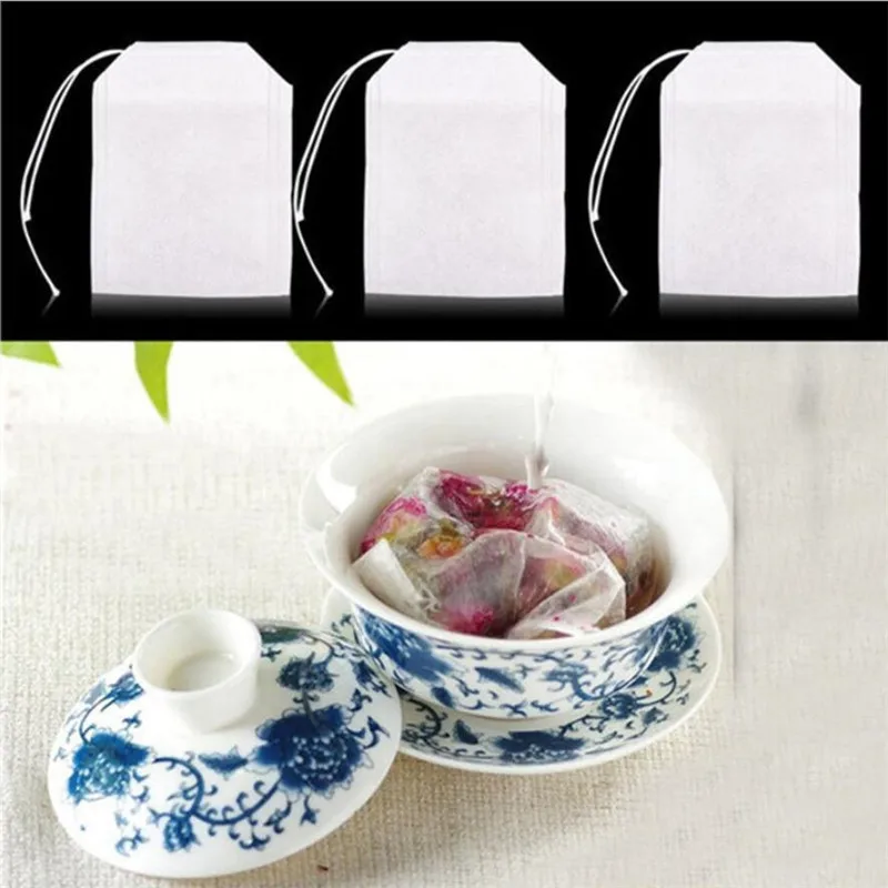

100 Pcs Tea Bags For Tea Bag Infuser With String Heal Seal 5 x 7CM Sachet Filter Paper Teabags Empty Tea Bags