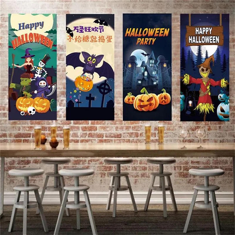 Хэллоуин фон постер Бар вечерние кино висящий Флаг украшение для дома