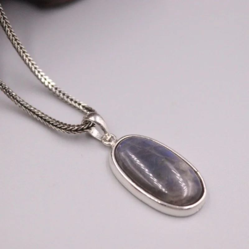 

Настоящее серебро 925 кулон овальный тигровый глаз камень для женщины девушки пшеничная цепь подарок Подвески кулон