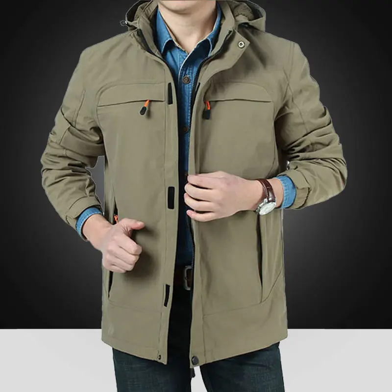 

Spring and autumn jacket loose men's medium and long assault suit tooling outdoor windbreaker large casual jacket
