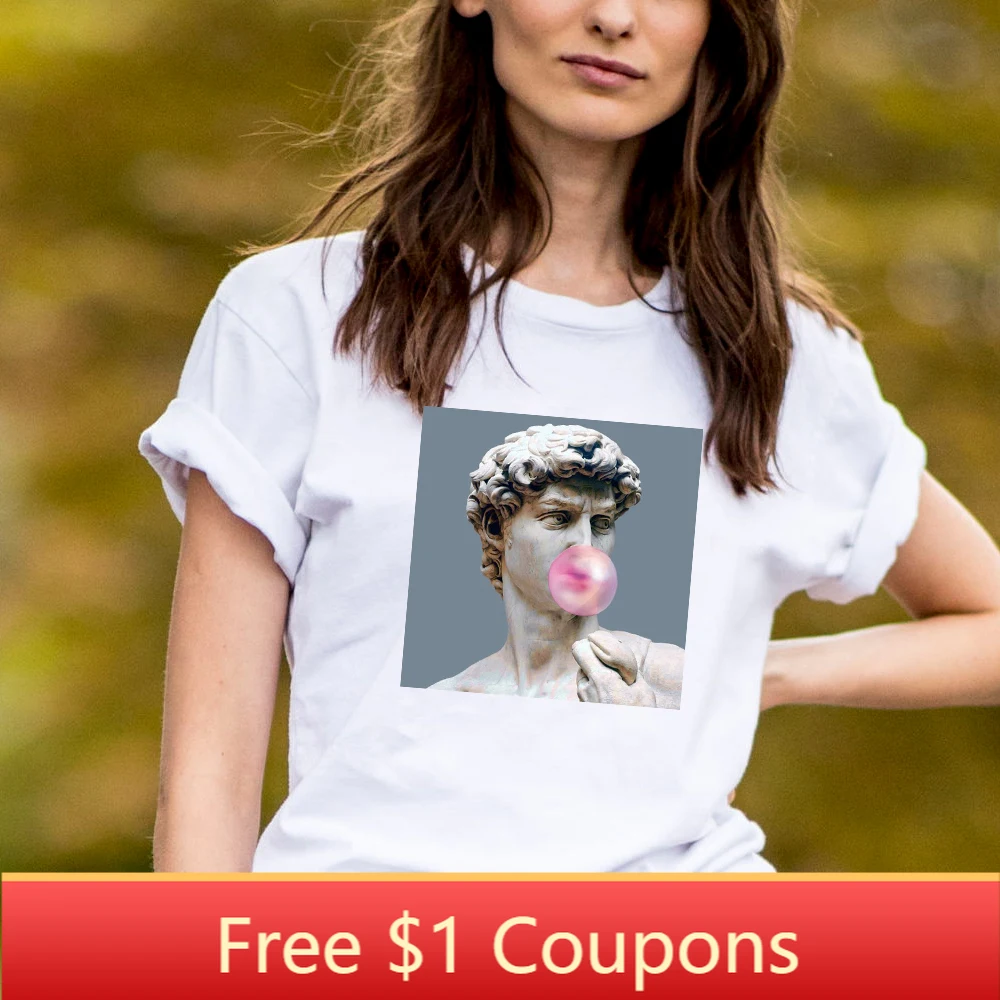 Давид Микеланджело летняя футболка с коротким рукавом и принтом статуи