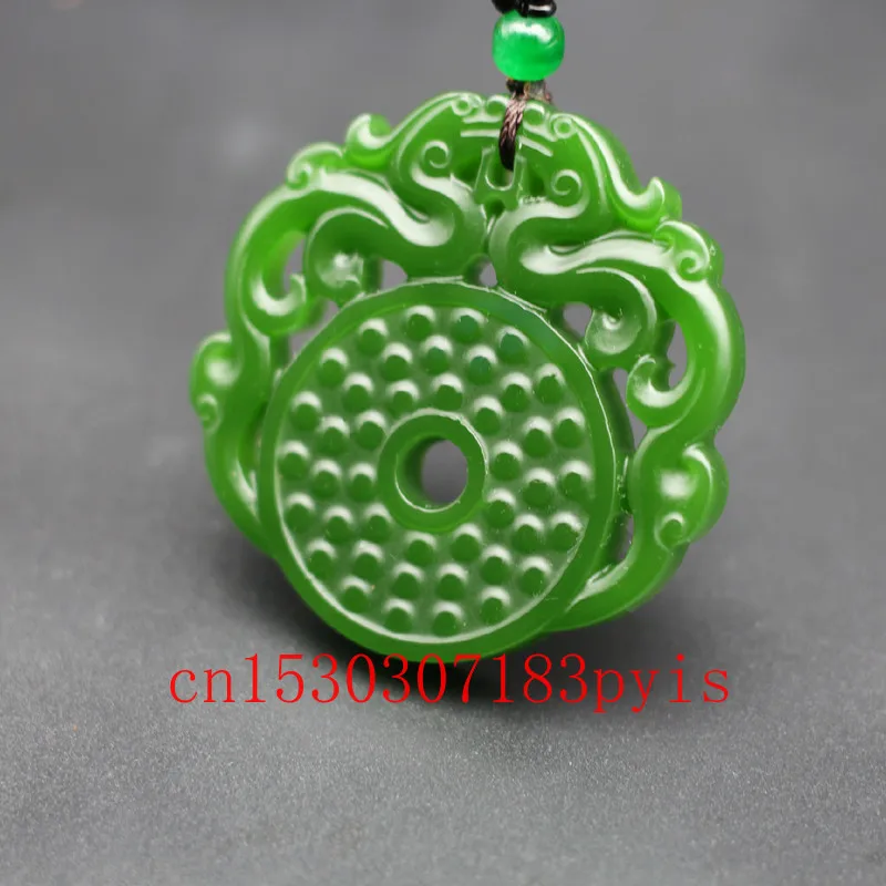 Подвеска с натуральным зеленым нефритовым драконом китайское двустороннее