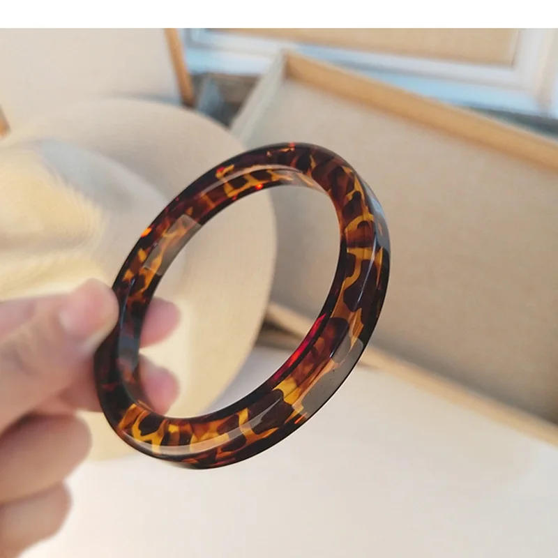Новый винтажный браслет из смолы с леопардовым принтом акриловые
