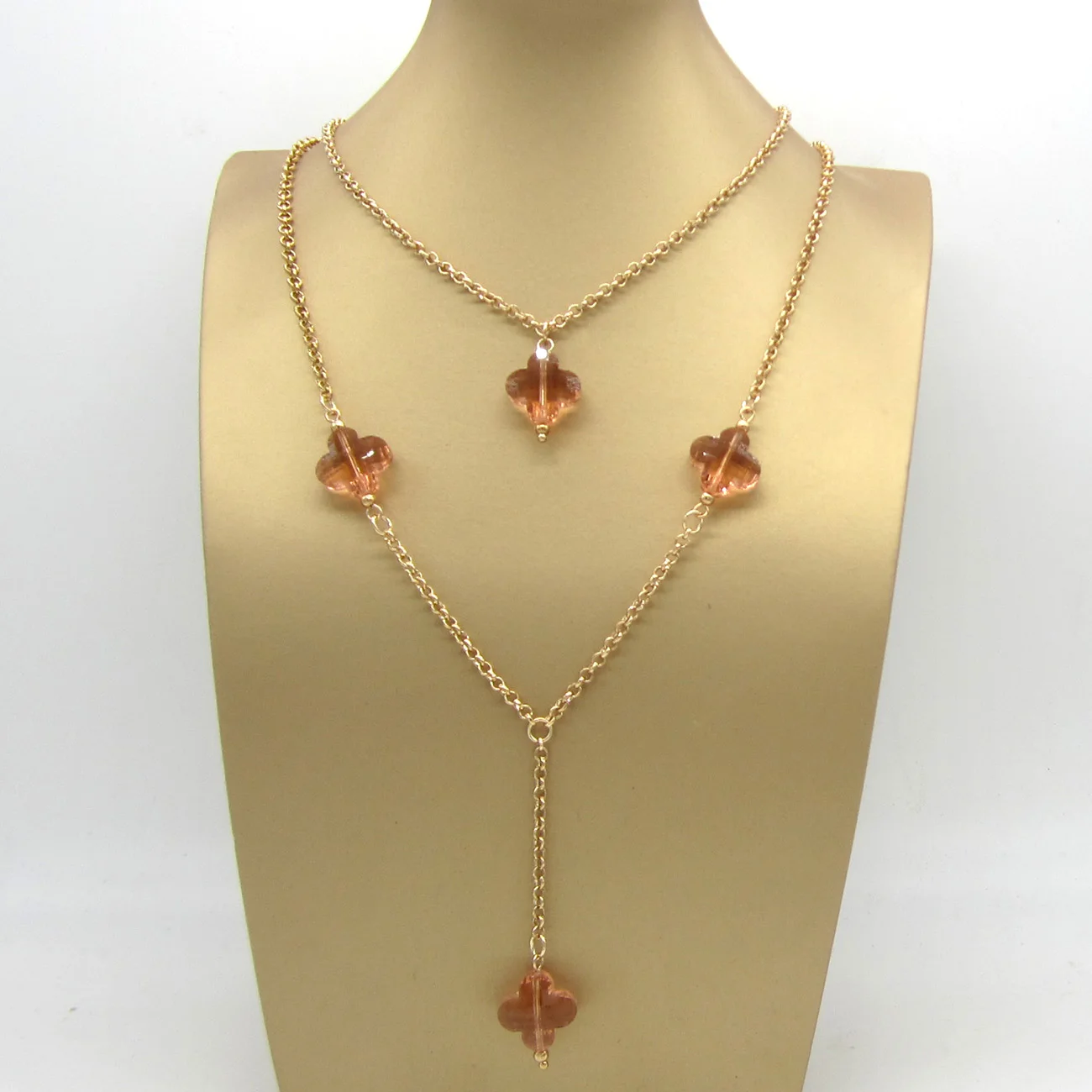 

Hot Selling Double Hammer Pendant Crystal Necklace Gold Chain Metal Thick Chain Collar Necklace For Woman Party Jewelry