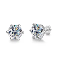 trendy 0 512 carat d color round moissanite stud earrings 925 sterling silver 6 prong gra moissanite earrings birthday gift