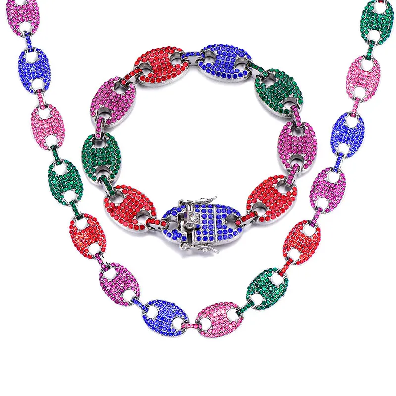 Хип-хоп 1 комплект яркие разноцветные кофейные зерна ледяной Фианит стразы в носу