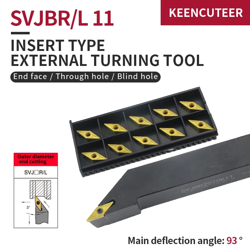 1pc SVJBR1212H11 SVJBR1616H11 SVJBR2525M11 External Turning Tool Holder VBMT11 Carbide Inserts Lathe Bar Cutting Tools Set