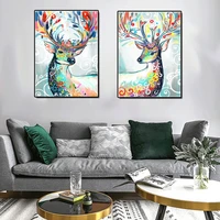 watercolor elk canvas painting animal print poster wall art prints porch corridor decoration picture for living room cuadros