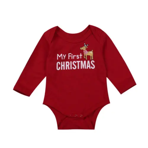

Christmas Baby Boy Girl Bodysuit Letter MY First Letter Printed Solid Jumpsuit Clothes Outfits Jumpsuit Clothes Outfits