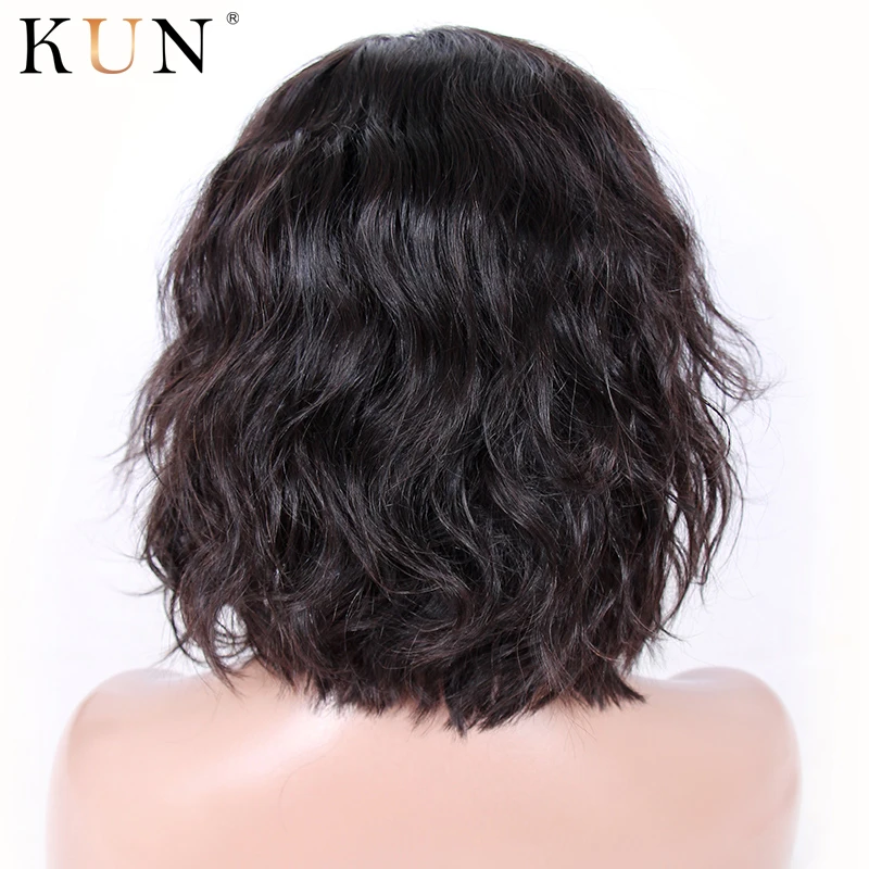 Short Lace Front Human Hair Wigs Natural Wave Bob Hairline Brazilian Remy 13x6 For Women | Шиньоны и парики
