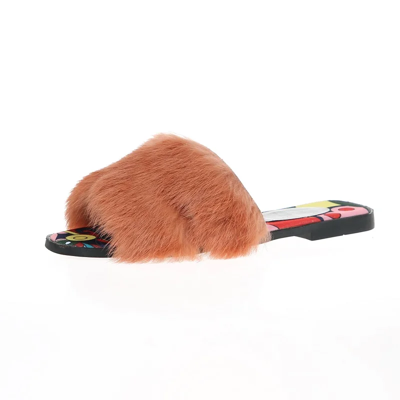 Г.; модные женские меховые тапочки; обувь из полихроматического материала; креативная домашняя женская обувь Pantufa с пушистой мягкой подошвой; обувь без задника - Цвет: Оранжевый
