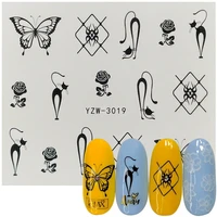 1 sheet black rose butterfly spider water decal sticker for nail pattern painting wrap paper foil tip tattoo manicure