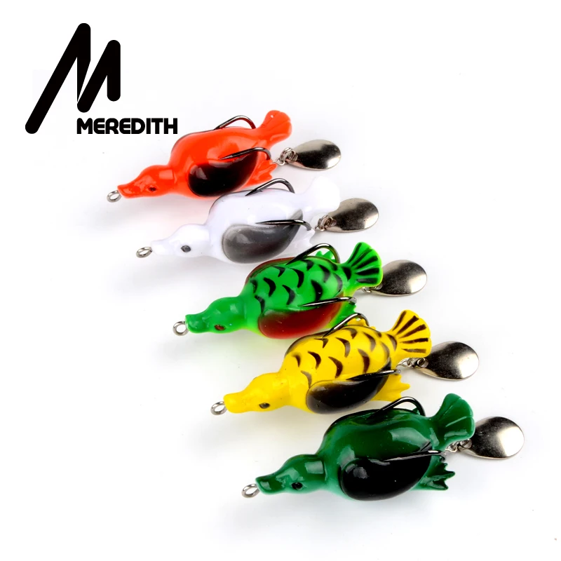 От магазина MEREDITH, встроенный в транспортное средство лягушка 14 г 6,5 см с изображением утки, лягушки, мягкие рыболовные приманки для змееголов Бас Приманка лягушка Рыбалка плавающий поплавок