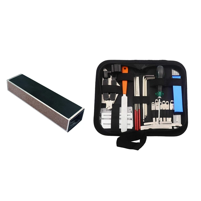 

25 Pcs Guitar Tool Kit Repairing Maintenance Tools String Organizer String Action Gauge Tool & 1 Pcs Guitar Bass Leveling Files