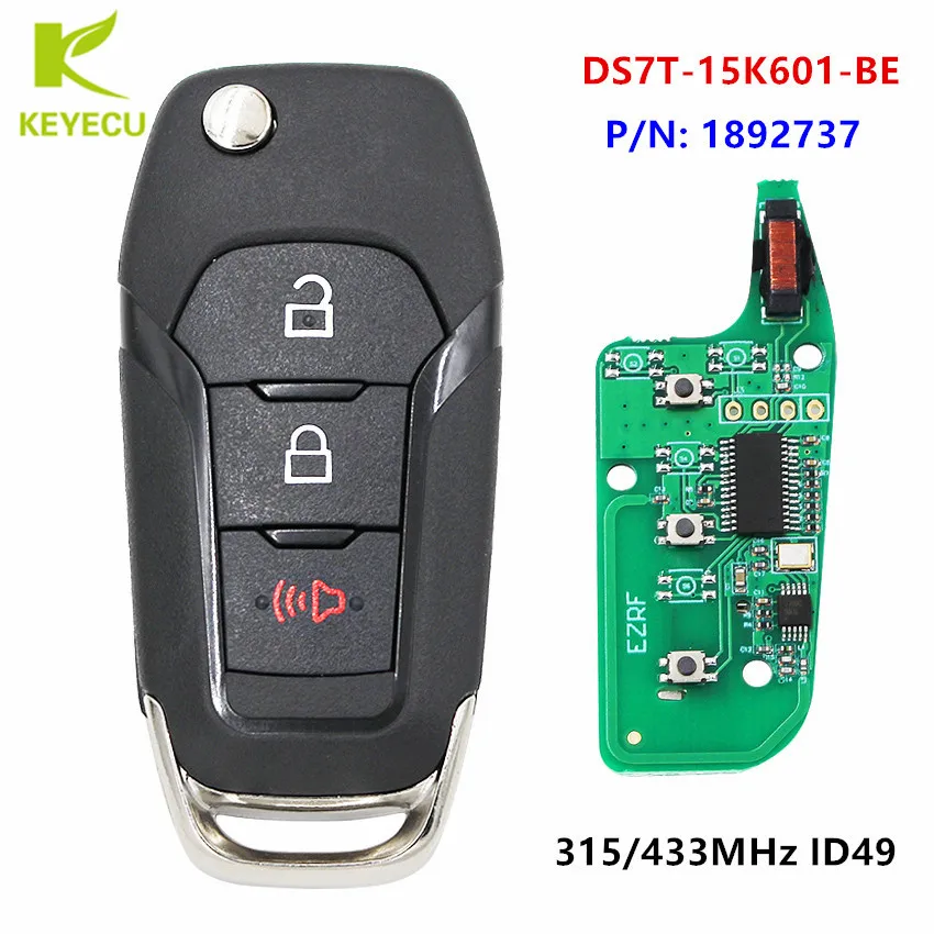 KEYECU Замена Новый удаленное брелок 3 кнопки 433 МГц ID49 чип для Ford S MAX GALAXY MONDEO DS7T 15K601 BE