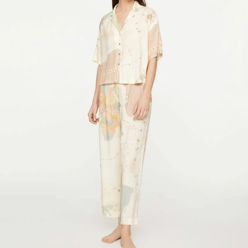 Пижама с коротким рукавом в европейском и американском стиле принтом карты мира