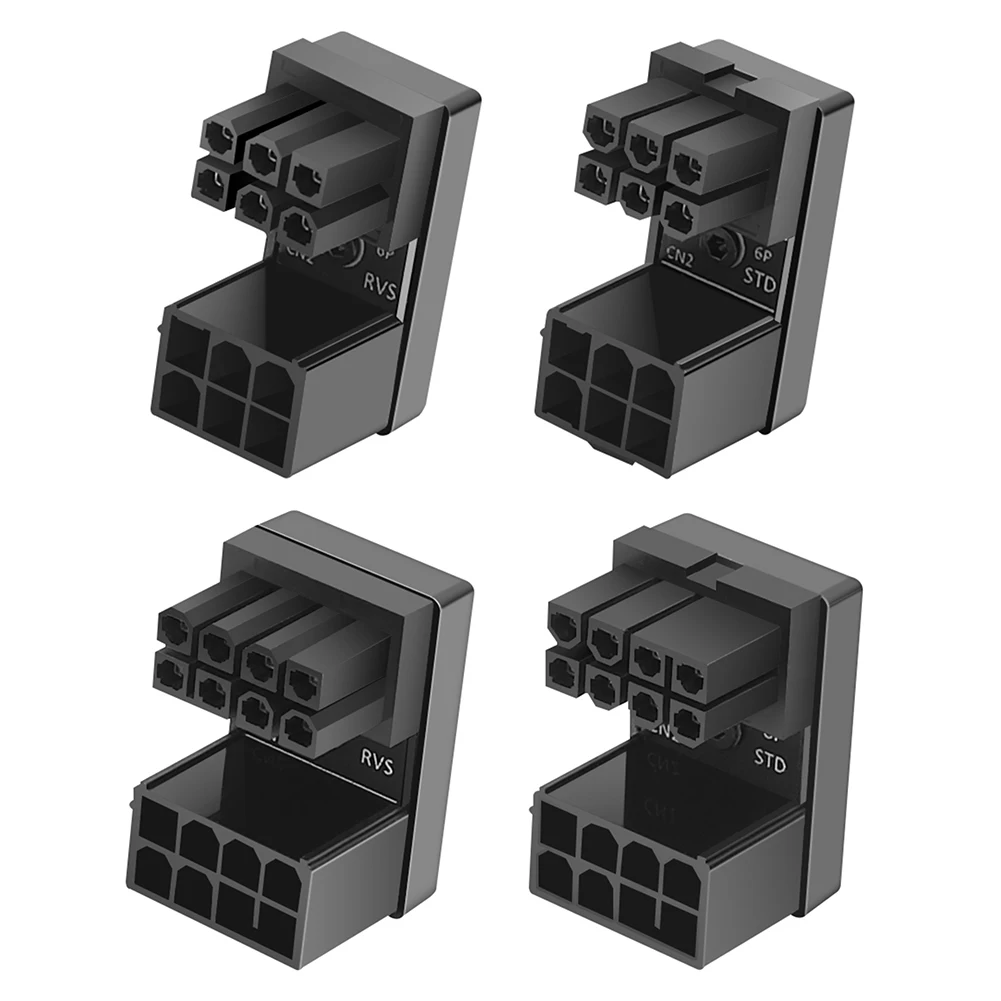 

VGA PSU Adapter Elbow Head GPU Power Steering Connector PCI-E 6Pin 8Pin 180 Degree Rotating for Desktop Graphics Video Card GPU