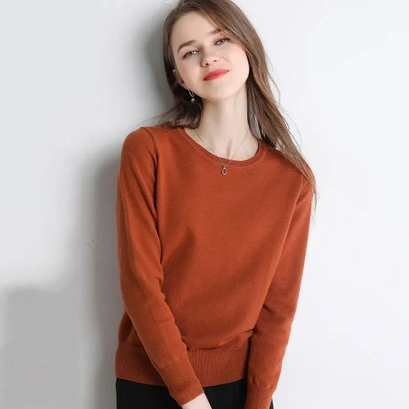 

Vangull Solid Soft Knitted Wool Women Sweater Spring New O-Neck Long Sleeve Female Pullovers Cashmere Loose Short Ladies Jumpers