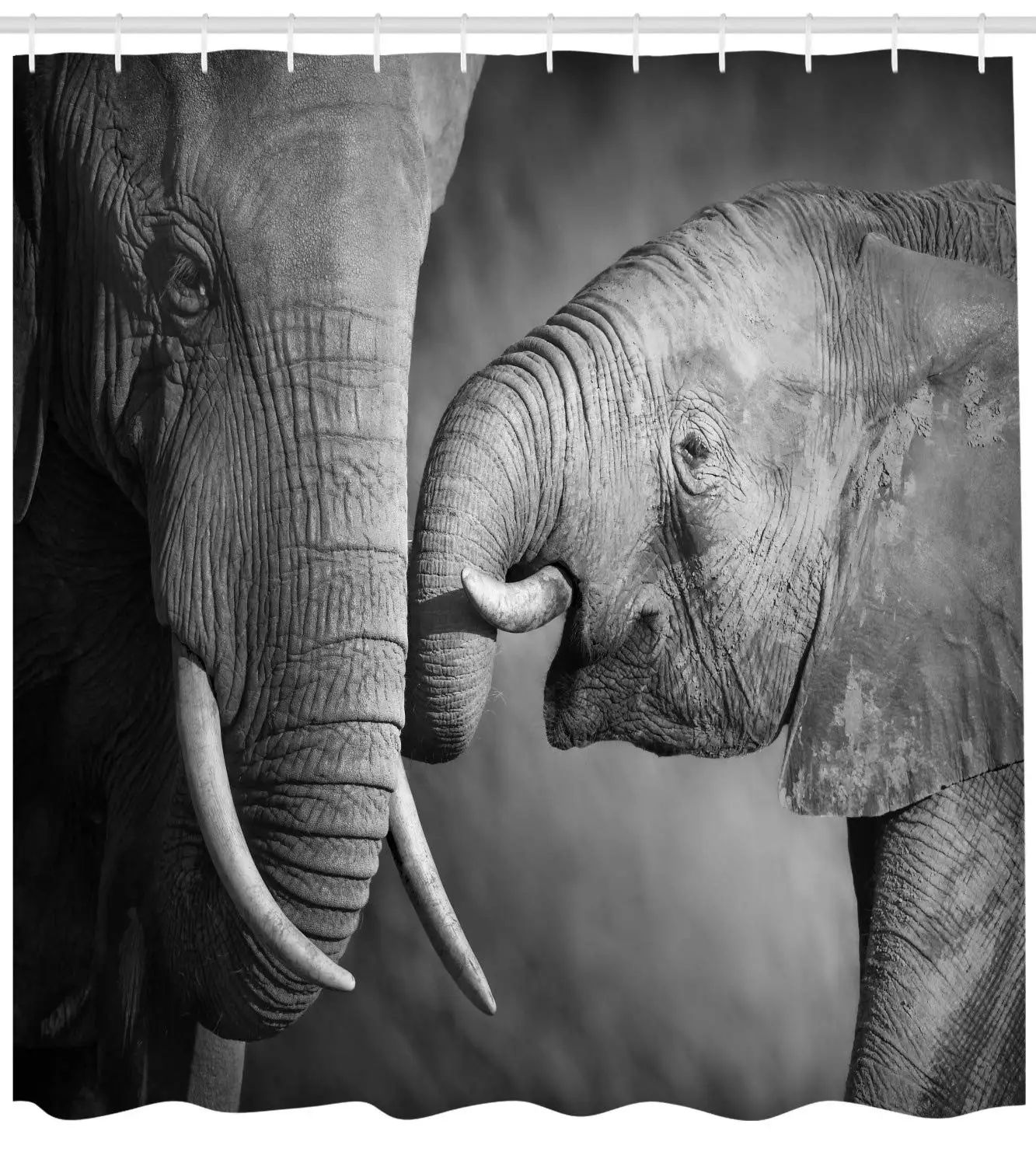 Широкий кран занавеска для душа слонов показывая привязанность художественная